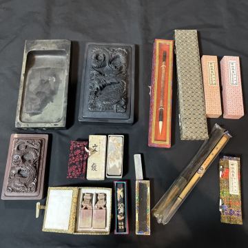書道具 硯 墨 中國 文鎮(zhèn) 古墨 すずり など 筆　まとめて