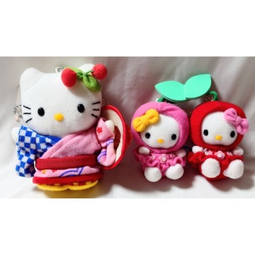 ご當地 地域限定 ハローキティ Hello Kitty 山形 ぬいぐるみ マスコット ボールチェーン 花笠 2000年 さくらんぼ ミミィ 2002年 送料込み