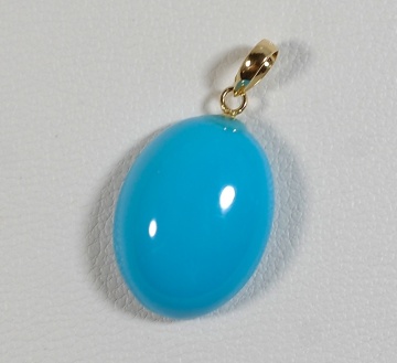 ￥100～ソ付K18アリゾナ産可愛い色艶照り良い!天然トルコ石7.807ct16.1×12.2?全長23.0?PT