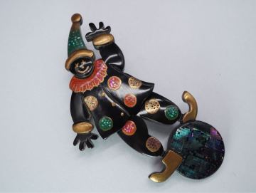 【301】寺內 一経 本鼈甲 べっ甲 螺鈿 金蒔絵 ブローチ ピエロ アクセサリー TIA