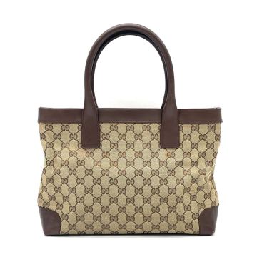 1円 GUCCI グッチ GGキャンバス レザー トートバッグ ハンドバッグ ブラウン 002 1119