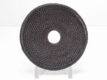 煎茶道具　古竹 網代 細工 瓶敷 瓶座 釜敷 直徑15.3cm 検：　煎茶器　茶心壷　朱泥急須　唐物　古玩　鉄瓶