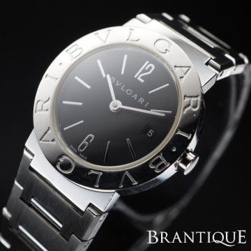 ■1円～■ BVLGARI ブルガリ ブルガリブルガリ BB26SS USED 稼働 黒 文字盤 レディース 腕時計 「27544」