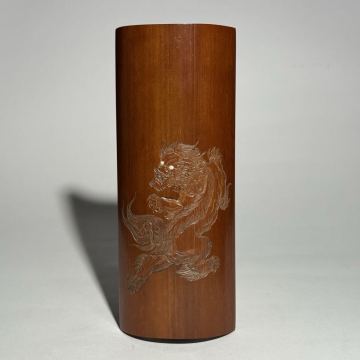 煎茶道具 茶合 獅子 時代物 中國美術 煎茶 竹製 唐物 竹彫刻 彫刻