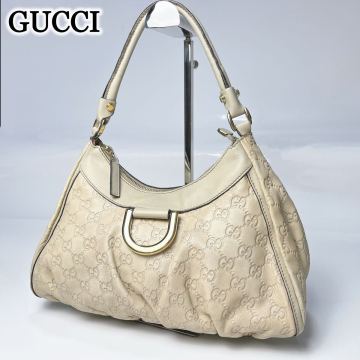 1スタ1円 GUCCI GUCCI グッチ レザー ハンドバッグ GG トートバッグ シマ スーキー ベージュ レディース 肩がけ バック ワンショルダー