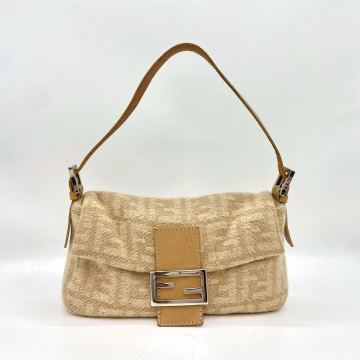 ◎1円◎ FENDI フェンディ カシミヤ マンマバケット ハンドバッグ ワンショルダーバッグ ベージュ ズッカ柄 レディース
