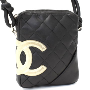 1円◎CHANEL シャネル ショルダーバッグ ポシェット マトラッセ ココマーク カンボンライン スモール ブラック ホワイト◎E.Cil.pD-08