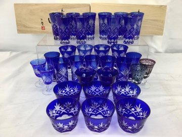 切子ガラスまとめ/色被せ切子 匠他/タンブラー/ワイングラスなど ニオイ等有/ACB 中古品