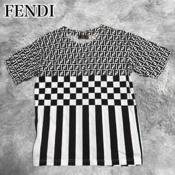 1円? FENDI フェンディ ロゴ 総柄 Tシャツ 半袖 メンズ レディース