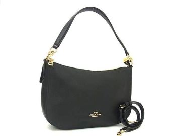 1円 ■極美品■ COACH コーチ チェルシー レザー 2WAY ショルダー ハンドバッグ 肩掛け 斜め掛け レディース ブラック系 FS3843