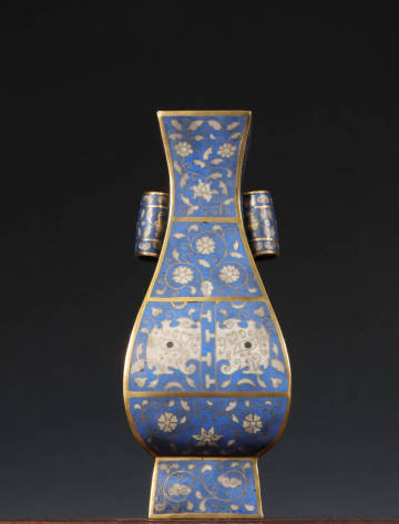  『古』【景泰藍 重量1439g 七寶焼】七寶焼 景泰藍 多色彩 銅 花瓶 時代唐物 / 明清時代 唐物 人間國寶 李朝 高麗 古玩 古董