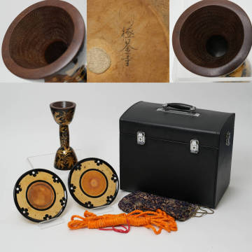 極上品 ① 小鼓 紅葉 蒔絵 皮 箱付 鼓 打楽器 和楽器 能楽 雅楽 仕服 変わり 鉋目
