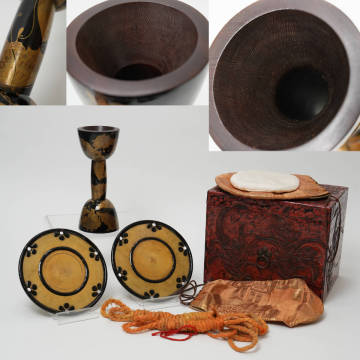 極上品 ③ 小鼓 蝶 蛾 蒔絵 皮 箱付 鼓 打楽器 和楽器 能楽 雅楽 仕服 変わり 鉋目