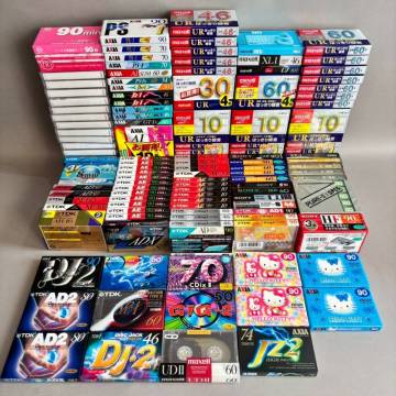 YM1210 未使用 未開封 カセットテープ まとめて ノーマル155本?ハイポジ14本 キティ maxell SONY TDK AXIA FUJI Konica National レトロ