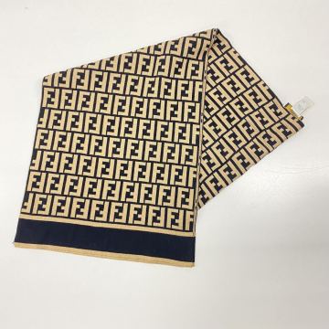 943 FENDI フェンディ マフラー ブラック×ベージュ 50 羊毛100% イタリア製 ウールマーク 