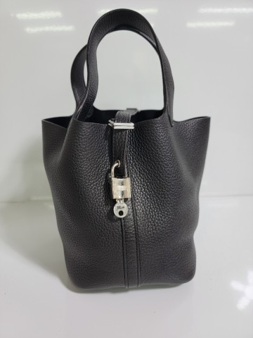 1円スタート 正規(guī)保証 HERMES エルメス ピコタンロック PM トリヨン ブラック 黒 ハンドバッグ T刻印 ハンドバッグ レディース