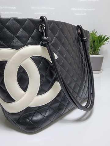 美品 CHANEL シャネル カンボンライン ブラック トートバッグ シール無し