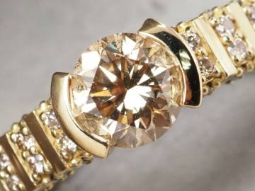 【7683P】GSTV K18 天然ダイヤモンド 大粒1.00ct/0.23ct/4.86g/リング 指輪 ?14