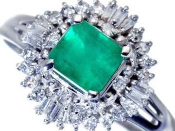 1円～【ジュエリー極】鮮やかエメラルドグリーン！良質天然エメラルド0.70ct＆ダイヤモンド0.25ct 高級Pt900リング w5650oilm【送料無料】
