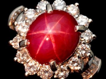 1円～【ジュエリー極】非加熱保証 大粒極上非加熱スタールビー5.43ct＆極上ダイヤ0.71ct 高級Pt900リング ソーティング k666rr【送料無料】