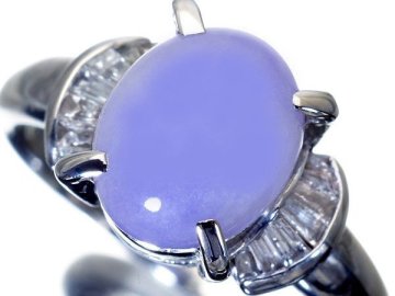 1円～【ジュエリー極】樹脂含侵無し保証！大粒上質天然ラベンダー翡翠2.95ct＆ダイヤ0.23ct 高級Pt900リング k665kilm【送料無料】