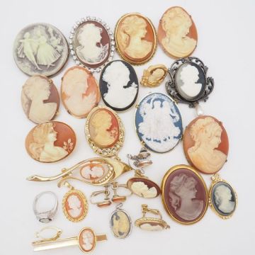 (CBM0903) 1円 カメオ アクセサリー 大量セット ペンダント トップ ブローチ イヤリング 指輪 等 まとめて
