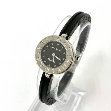 C0281〇 1円～ BVLGARI ブルガリ B.zero1 ビーゼロワン BZ22S バングル SS×ラバー QZ 黒文字盤 レディース 腕時計 動作未確認 ジャンク