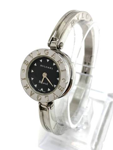 C0917◇ 1円～！ BVLGARI ブルガリ B.zero1 ビーゼロワン BZ22S SS クォーツ 黒文字盤 レディース腕時計 バングルウォッチ 稼動 動作確認済