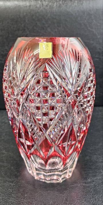 KAGAMI CRYSTAL 江戸切子 花瓶 切子ガラス カガミクリスタル フラワーベース ガラス工蕓 未使用保管品
