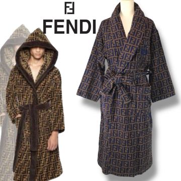 c17 良品 レア 希少 FENDI フェンディ ズッカ柄 バスローブ FFマーク パイル地 ガウン ジャケット ルームウェア ホームウェア 正規品
