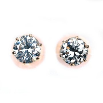 【1円スタート】T297 K18 天然ダイヤモンド 一粒ダイヤピアス 0.214ct/0.218ct(H/SI-2/Poor/GOOD) 日本宝石科学協会ソーティング付き