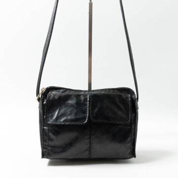 【1円スタート】GHERARDINI ゲラルディーニ ショルダーバッグ PVC ブラック 黒 ゴールド イタリア製 レディース 斜めがけ シンプル bag 鞄