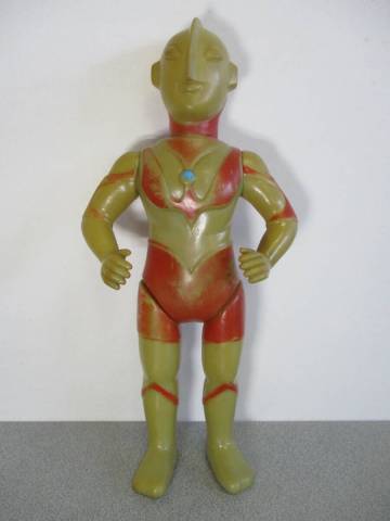初期マルサン★当時物「ウルトラマン」STソフビ 22㎝「角耳」右腕カンチャク小切れ　検：ブルマァク バンダイ 中嶋製作所 ポピー タカトク