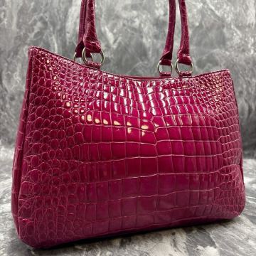 【極美品】シャイニングクロコ クロコダイル センター取り ポロサス トートバッグ JRA認定 クロコ ビジネス 鰐革 ワニ革 肩掛け 