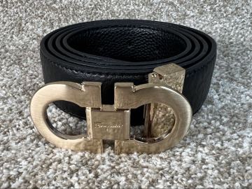 Ferragamo フェラガモ　紳士ベルト　ゴールド　ブラック　未使用