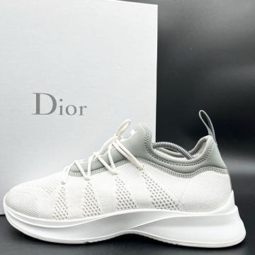 1円 【美品】 Christian Dior クリスチャンディオール B25 ニットファブリック ロゴ メンズ スニーカー シューズ 靴 ホワイト 白 27cm相当