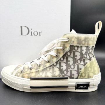 1円 【美品】 Christian Dior クリスチャンディオール B23 オブリーク ファブリック ハイカット メンズ スニーカー シューズ 靴 27cm相当