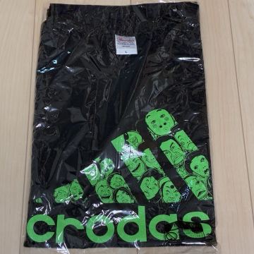 新品未開封品 コロッケ イベントTシャツ Lサイズ 黒&times;緑 crodas コロダス ものまね芸人 お笑いタレント CROKET 56 アディダス風 adidas風