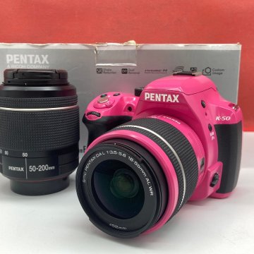 V10 PENTAX K-50 ピンク smc DA L F3.5-5.6 18-55mm AL WR F4-5.6 50-200mm ED デジタル一眼レフカメラ 現状品 １円スタート ペンタックス