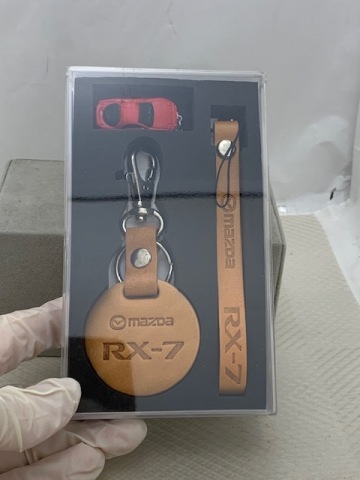  ☆1000円セール☆mazda マツダ RX-7 レザーキーホルダー ストラップ 当時物 ミニ車付◆33754