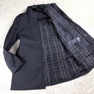 極美品2wayダウンBURBERRY LONDONダウンライナー付ナポレオンコートXL.LL~Lマリントレンチコート黒ノバチェック柄 比翼バーバリーロンドン