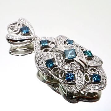 K18WG!!0.4/0.67ct!!◆天然ダイヤモンドペンダントトップ◆N 約8.1g diamond ネックレス ブルーダイヤモンド ジュエリー FA5/FA6 M107