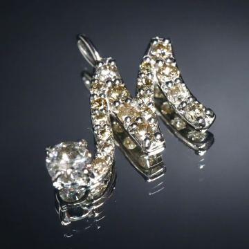 Pt900!!0.50ct!!◆Mモチーフ天然ダイヤモンドペンダントトップ◆N 約1.1g brown diamond ネックレス necklace jewelry ダイヤ EA0/EA3 M151