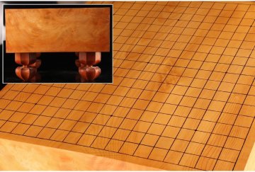 [URA]本榧製足付19路碁盤/厚み17.5cm/約19kg/4-10-205　(検索)骨董/囲碁/将棋/碁笥/碁石/カヤ/榧