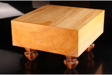 [URA]本榧製足付19路碁盤/厚み15.6cm/約15.5kg/4-10-204　(検索)骨董/囲碁/将棋/碁笥/碁石/カヤ/榧