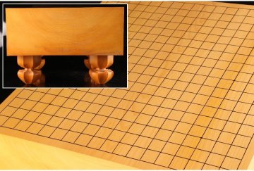 [URA]本榧製足付19路碁盤/厚み17.4cm/約17.5kg/4-10-208　(検索)骨董/囲碁/将棋/碁笥/碁石/カヤ/榧