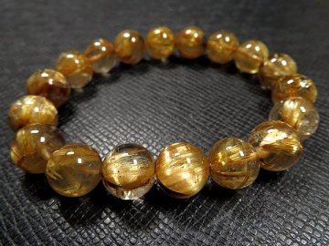 g2000円★黄金【タイチンルチル】水晶ブレスレットS★10.5mm 定価7.1万円