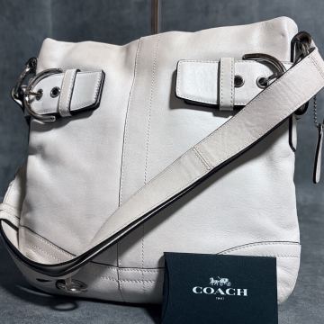 1円【 入手困難品 】コーチ COACH ショルダーバッグ クロスボディ レザー 牛革 斜め掛け ホワイト系 ビジネス 通勤 レディース