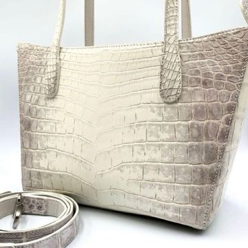 未使用/最高級 ヒマラヤクロコダイル トートバッグ ハンド ショルダー 2way センター取り 肩掛け 本革 ワニ メンズ レディース ホワイト 白