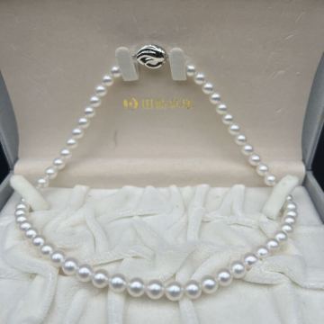 【TASAKI】アコヤ真珠　【7.1〜7.4mm】 照り強 干渉色 SILVER刻印 ネックレス　全長約43cm B05